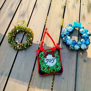 Christmas Holiday themed wreaths decor 3 set